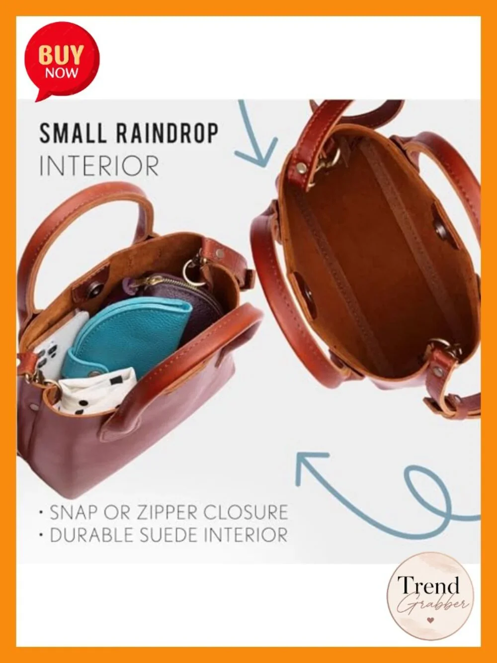 Full-Grain Leather Crossbody Bag with Handles